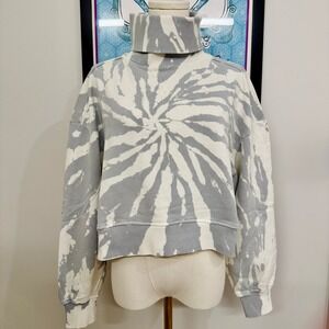 525 Born in Brooklyn Gray Tie Dye Crop Turtleneck Sweatshirt Revolve Small NWT